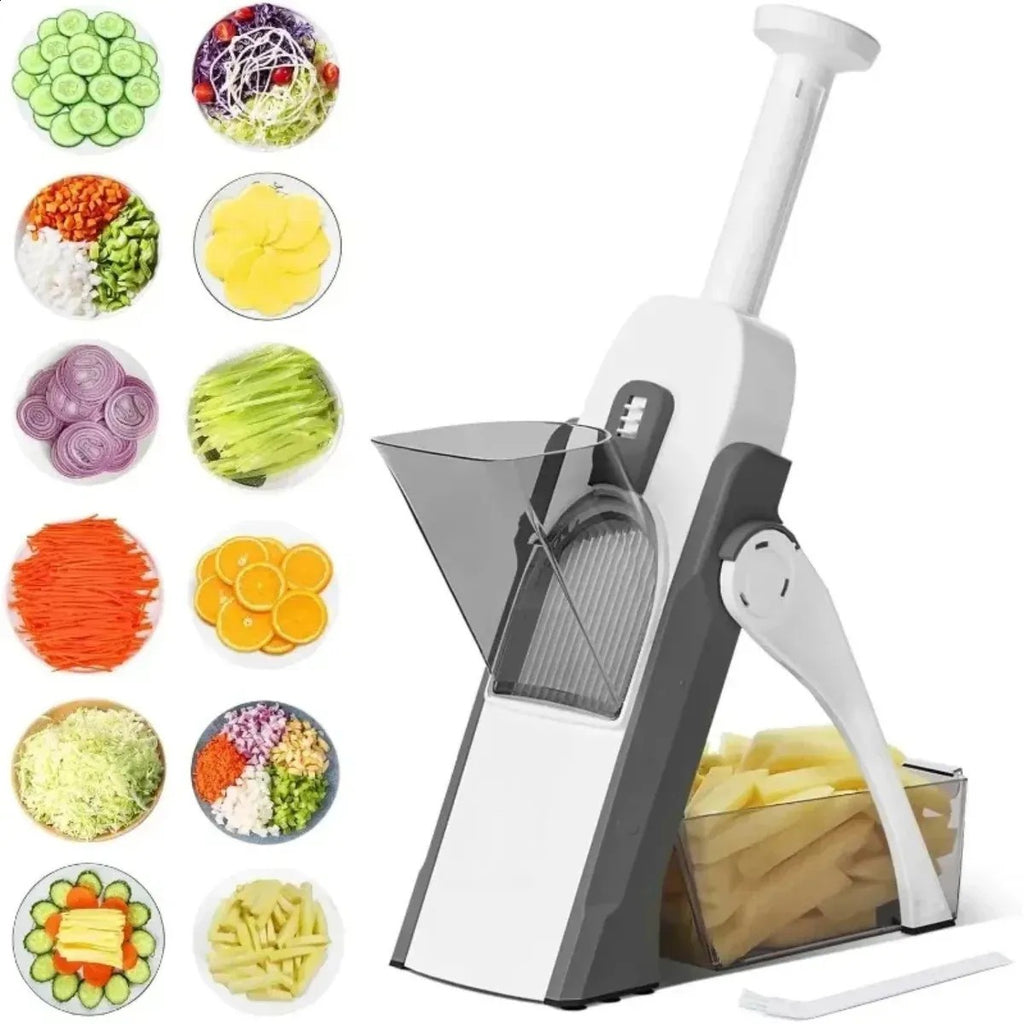 Multifunction Vegetable Chopper — 5-in-1 Slicer, Dicer & Grater with Catch Container