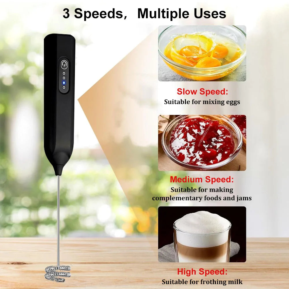 TINSOL Rechargeable Milk Frother — Handheld USB-C Electric Foam Maker for Latte, Cappuccino, Matcha & Protein Shakes