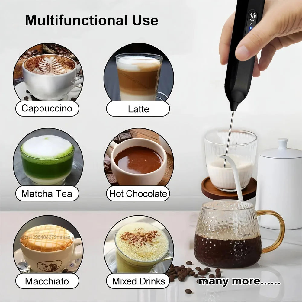 TINSOL Rechargeable Milk Frother — Handheld USB-C Electric Foam Maker for Latte, Cappuccino, Matcha & Protein Shakes